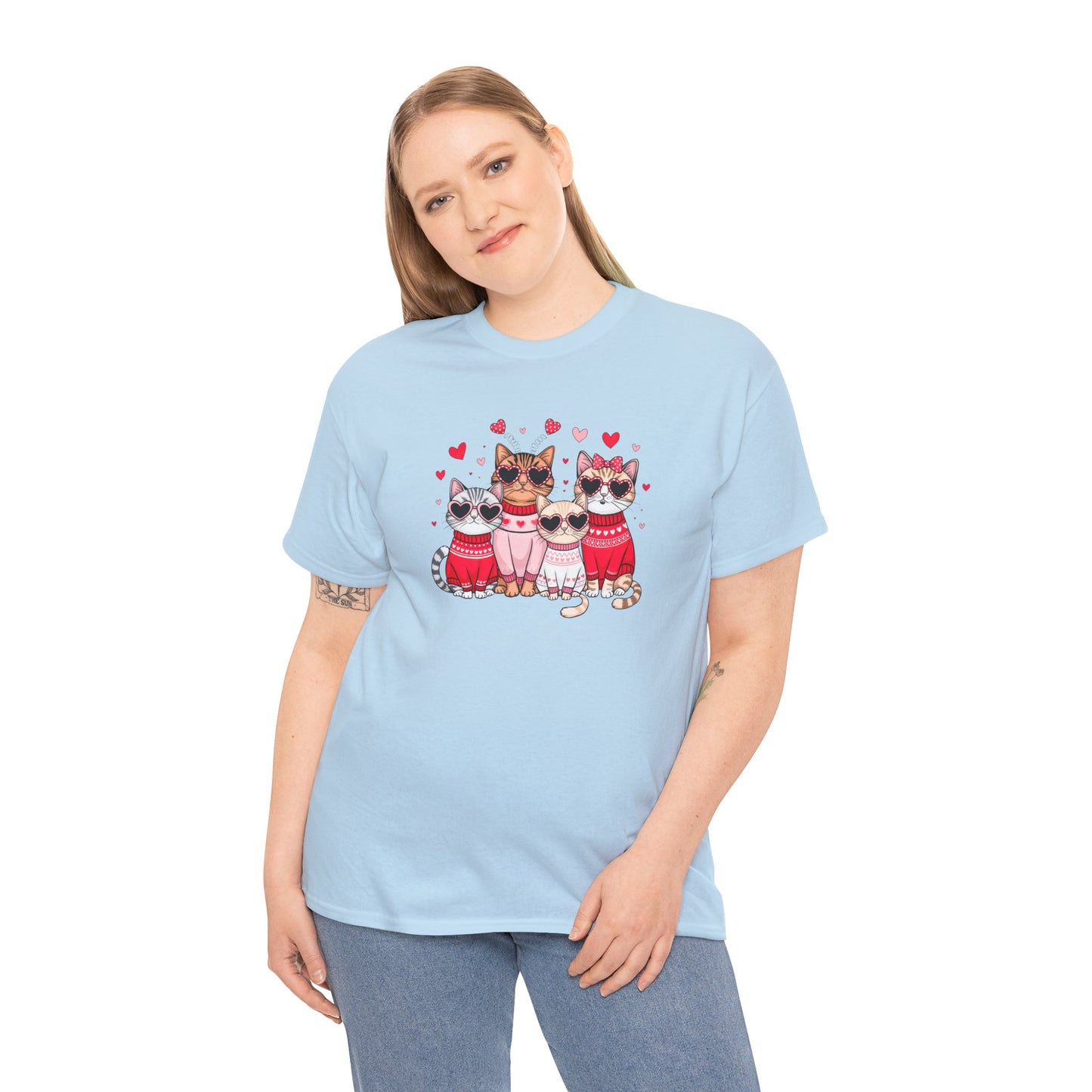 Princess Grace Cute Cat Lovers Unisex Heavy Cotton Tee Adorable Cats in Sweaters
