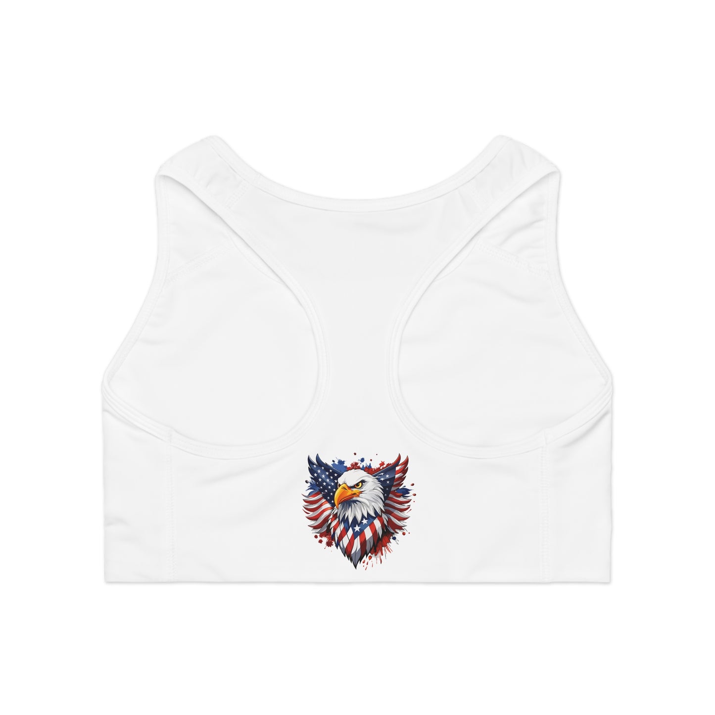 Princess Grace  Patriotic Eagle Sports Bra  Women's Activewear for Independence Day & Fitness