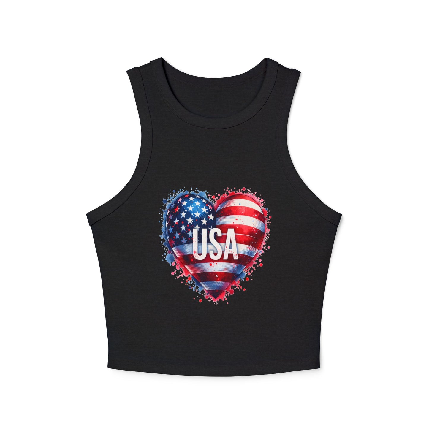 Princess Grace Patriotic Women’s Micro Rib Racer Tank Top USA Heart Design