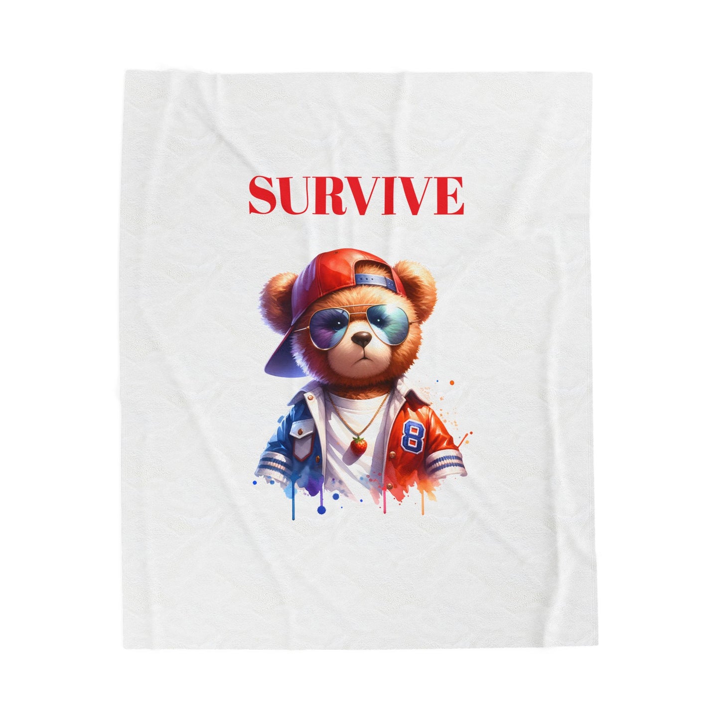 Princess Grace Survive Teddy Bear Plush Blanket Cozy Velveteen Throw for Kids & Teens