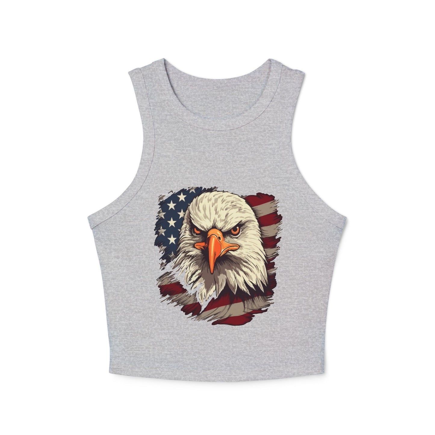 Princess Grace Patriotic Women's Micro Rib Racer Tank Top USA Eagle Design