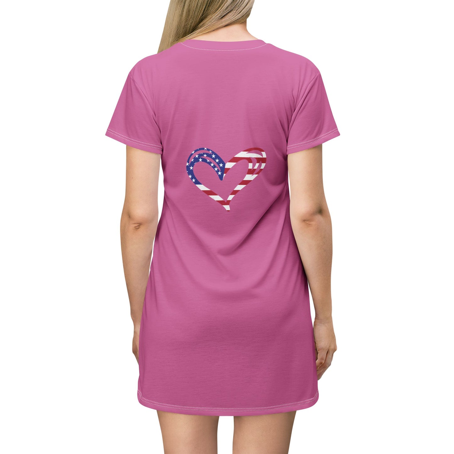 Princess Grace Patriotic Heart T-Shirt Dress for Celebrations