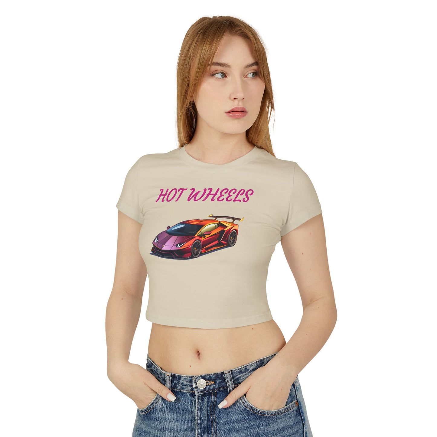 Princess Grace Women's Baby Tee Hot Wheels Graphic Car Shirt