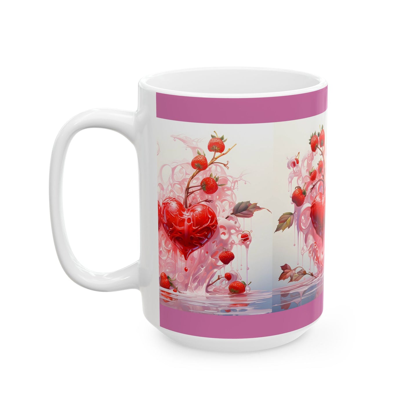 Princess Grace Romantic Strawberry Heart Ceramic Mug Perfect Gift for Valentine's Day
