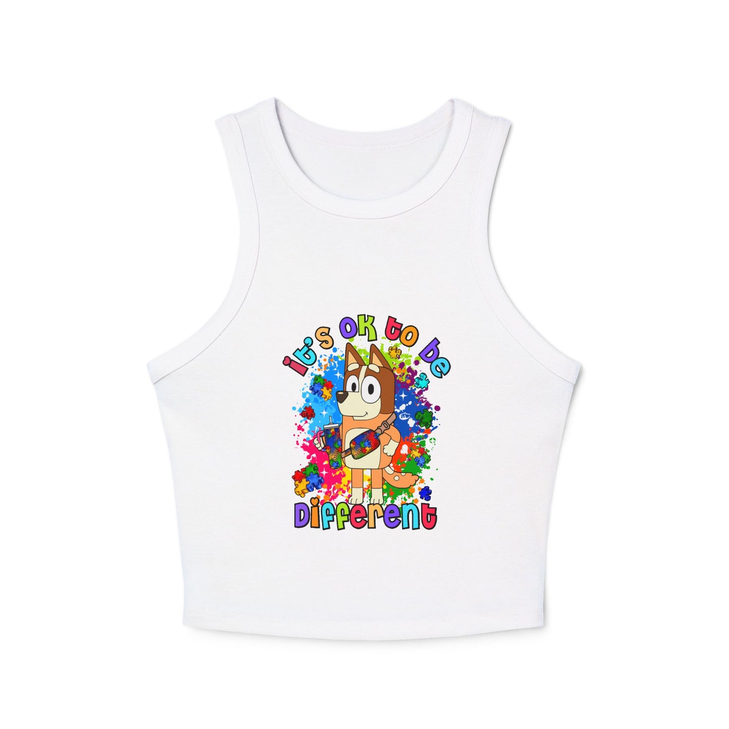 Princess Grace Colorful Bluey Racer Tank Top 'It's OK to Be Different'