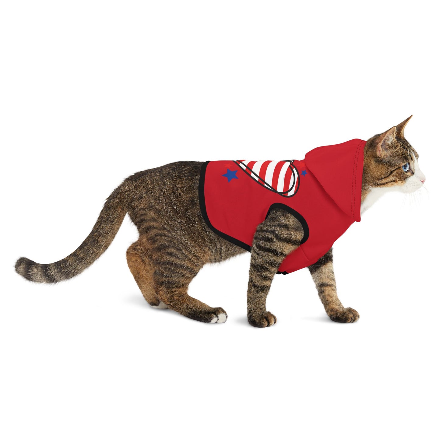 Princess Grace Patriotic Pet Hoodie Red Heart Design for Dogs