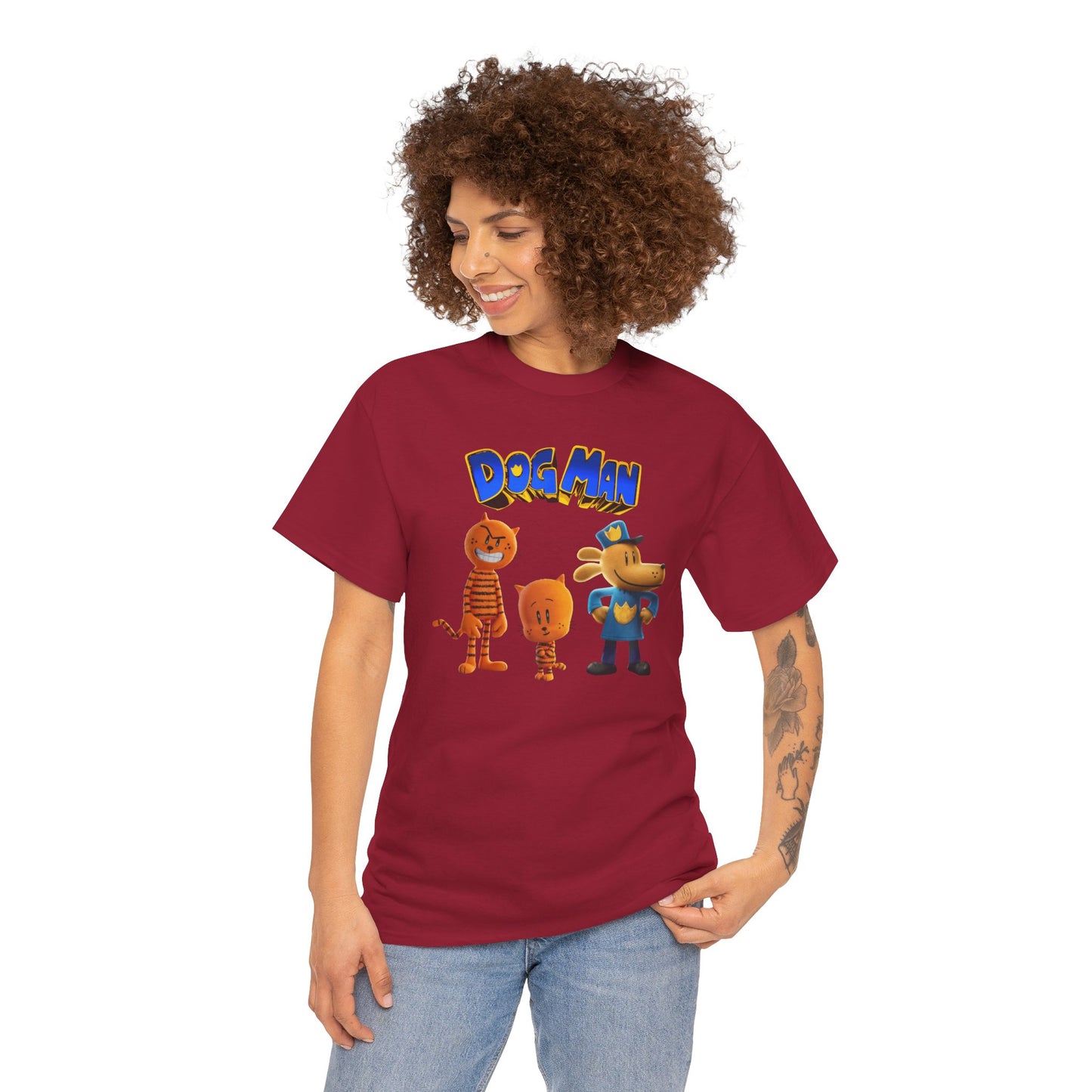 Princess Grace Dog Man Cartoon Unisex Heavy Cotton Tee Fun Graphic Tee for Kids and Fans