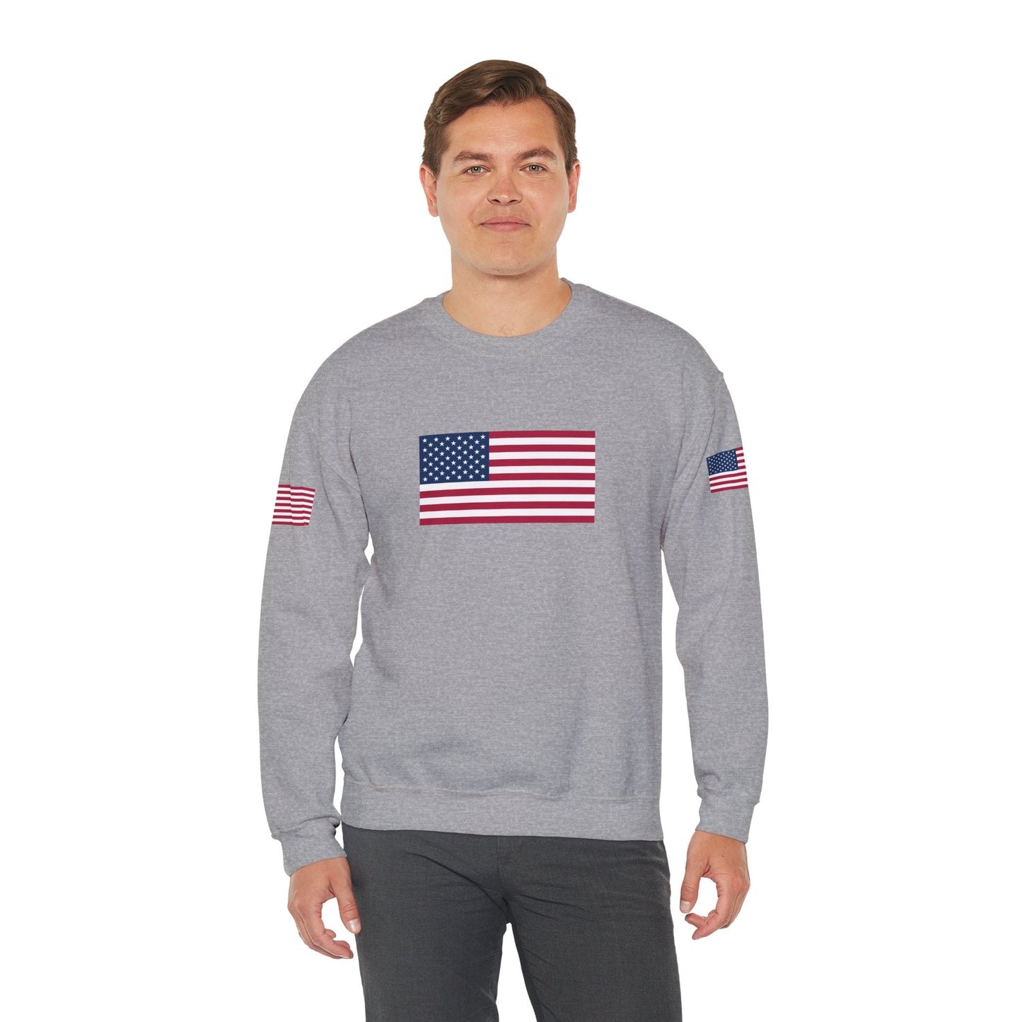 Princess Grace Patriotic Unisex Crewneck Sweatshirt with American Flags