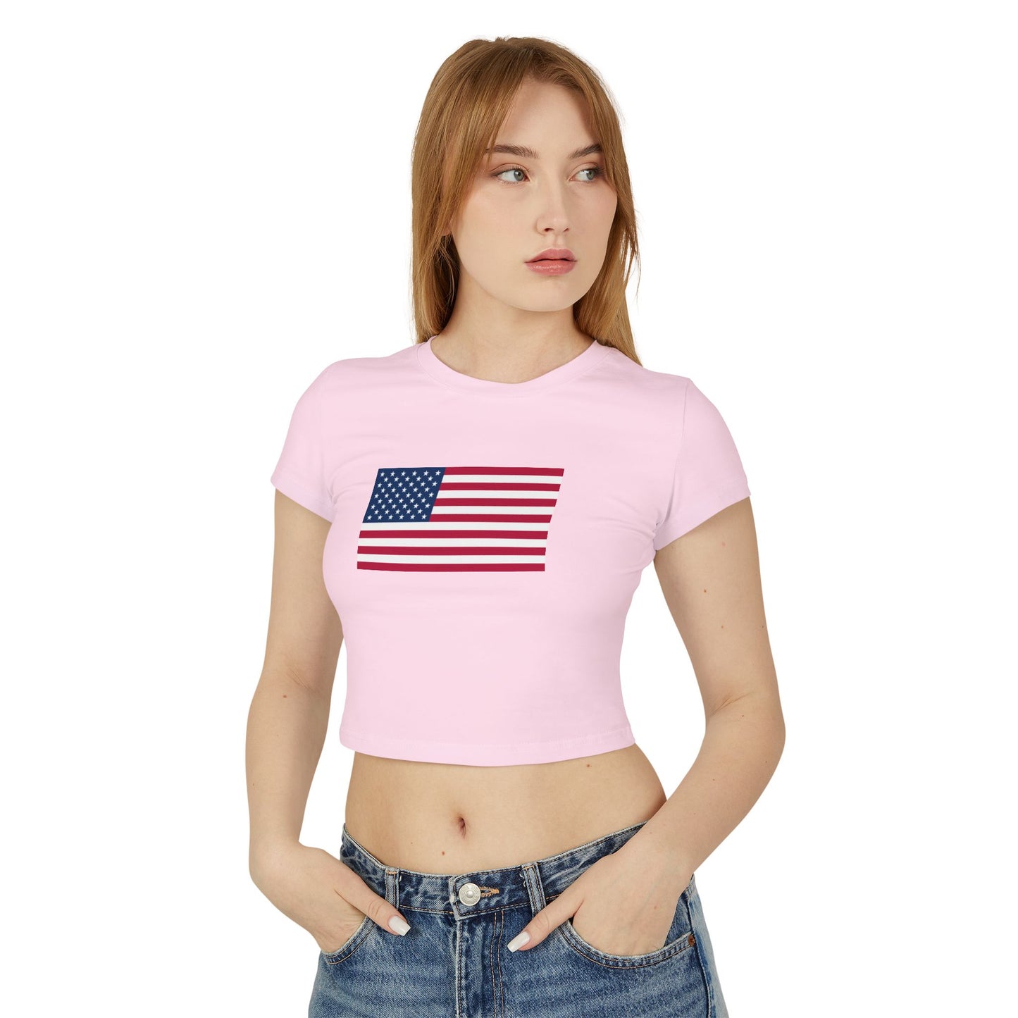 Princess Grace Patriotic Women's Baby Tee Celebratory American Flag Design