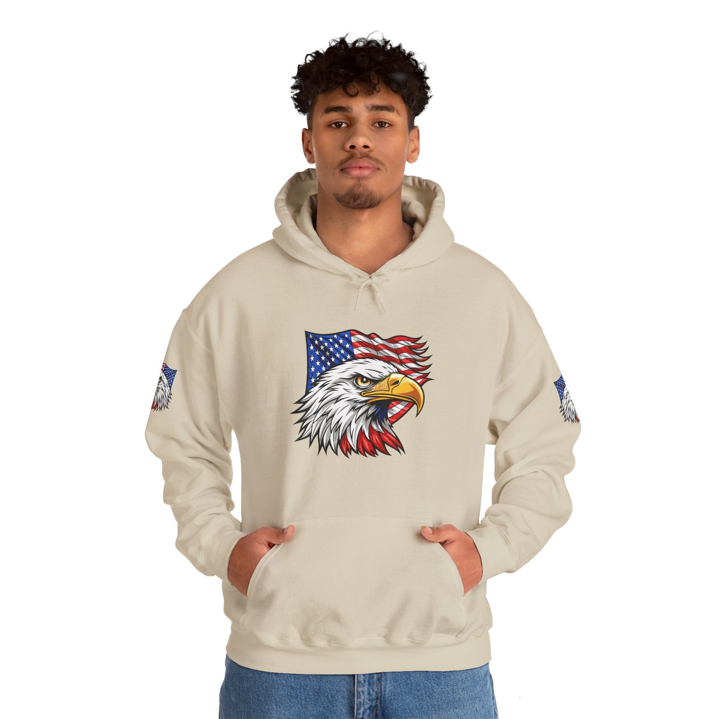 Princess Grace Patriotic Eagle Hoodie Unisex Heavy Blend Sweatshirt with American Flag Design