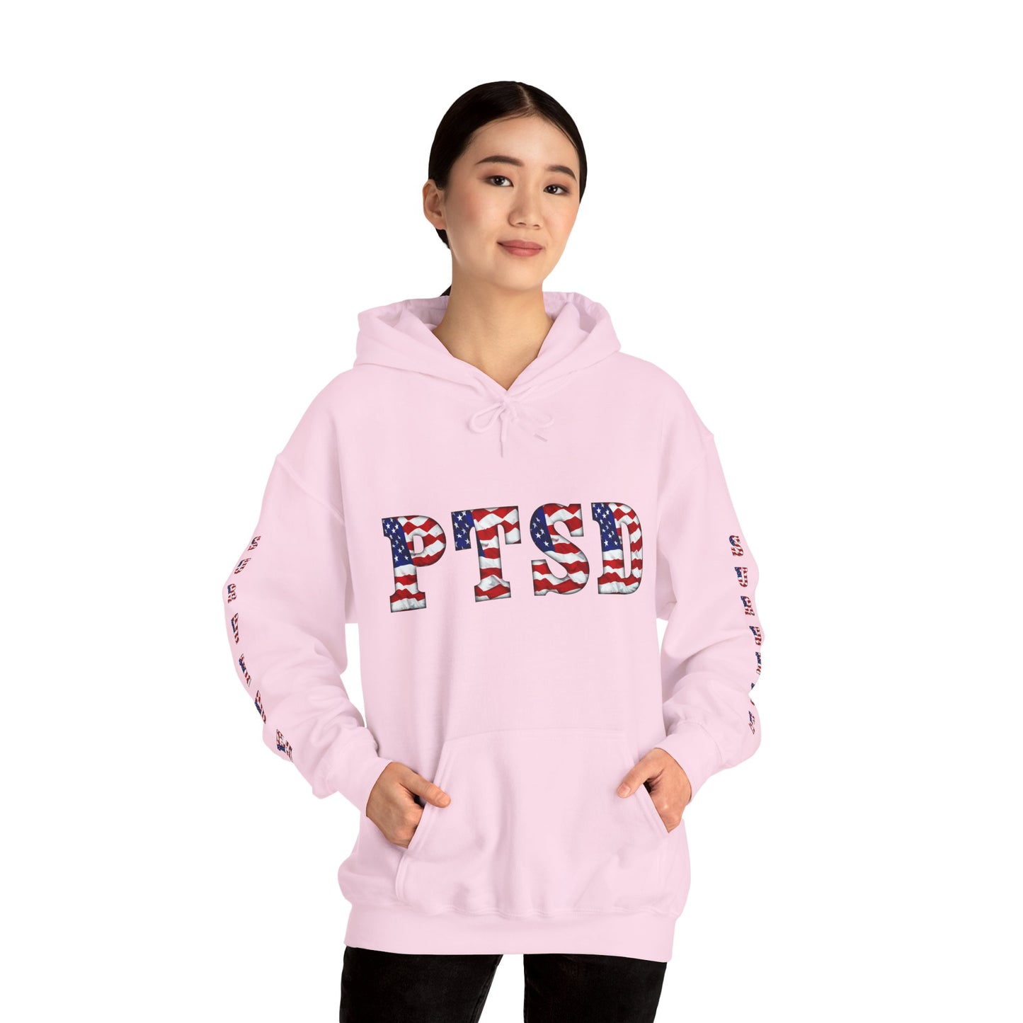 Princess Grace PTSD Awareness Unisex Heavy Blend Hoodie Support Survivors with American Flag Design