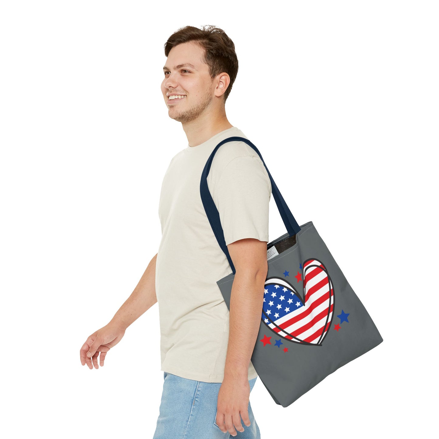 Princess Grace Patriotic Heart Tote Bag USA Flag Love