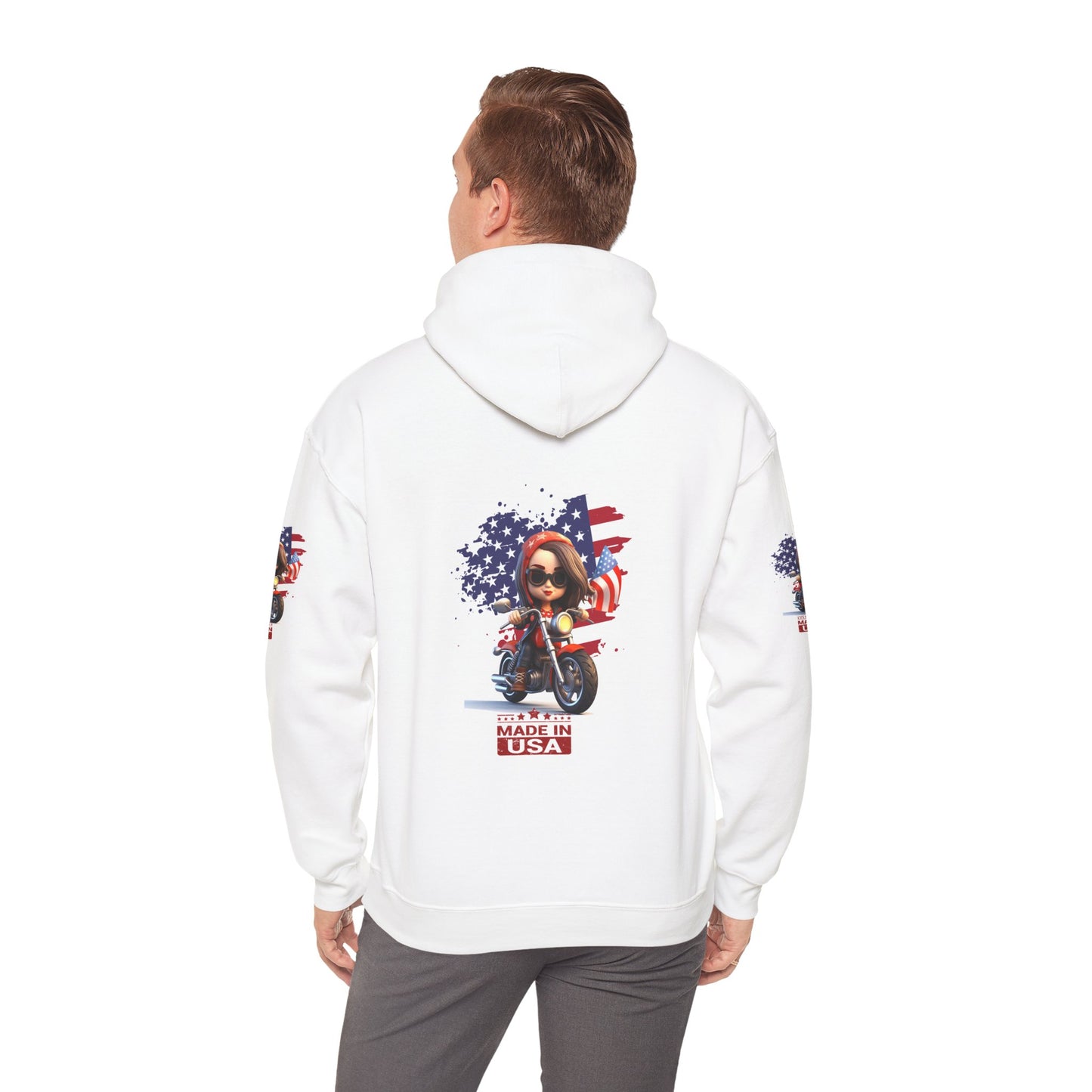 Princess Grace Patriotic Biker Hoodie Made in USA Design
