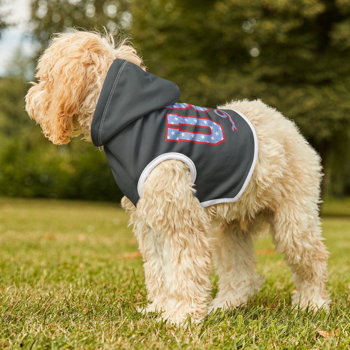 Princess Grace USA Stars & Stripes Pet Hoodie Stylish Dog Sweater for Festivals & Holidays