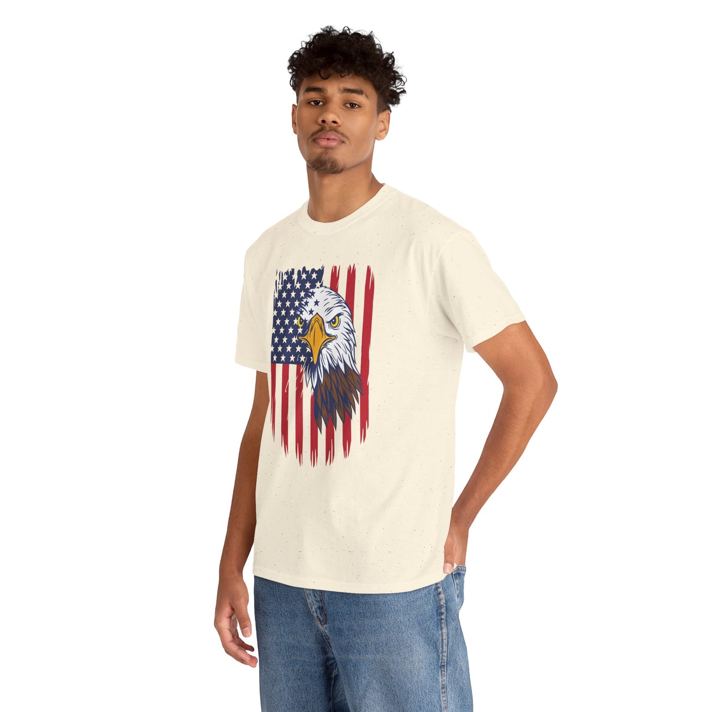 Princess Grace Eagle & American Flag Unisex Heavy Cotton Tee Patriotic Apparel for All Occasions