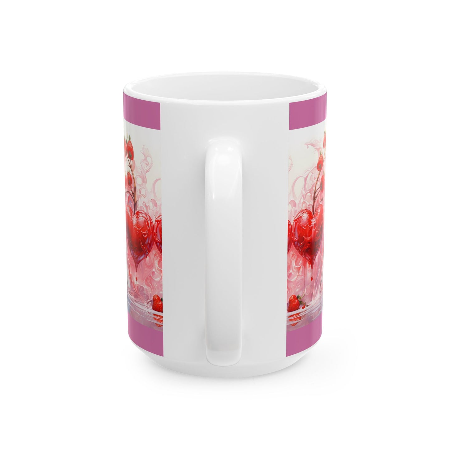 Princess Grace Romantic Strawberry Heart Ceramic Mug Perfect Gift for Valentine's Day