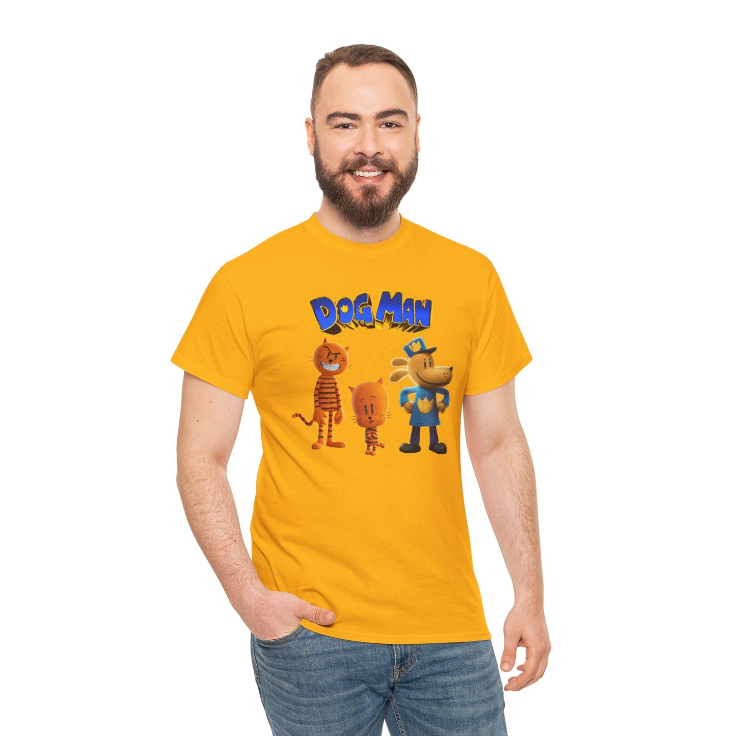 Princess Grace Dog Man Cartoon Unisex Heavy Cotton Tee Fun Graphic Tee for Kids and Fans