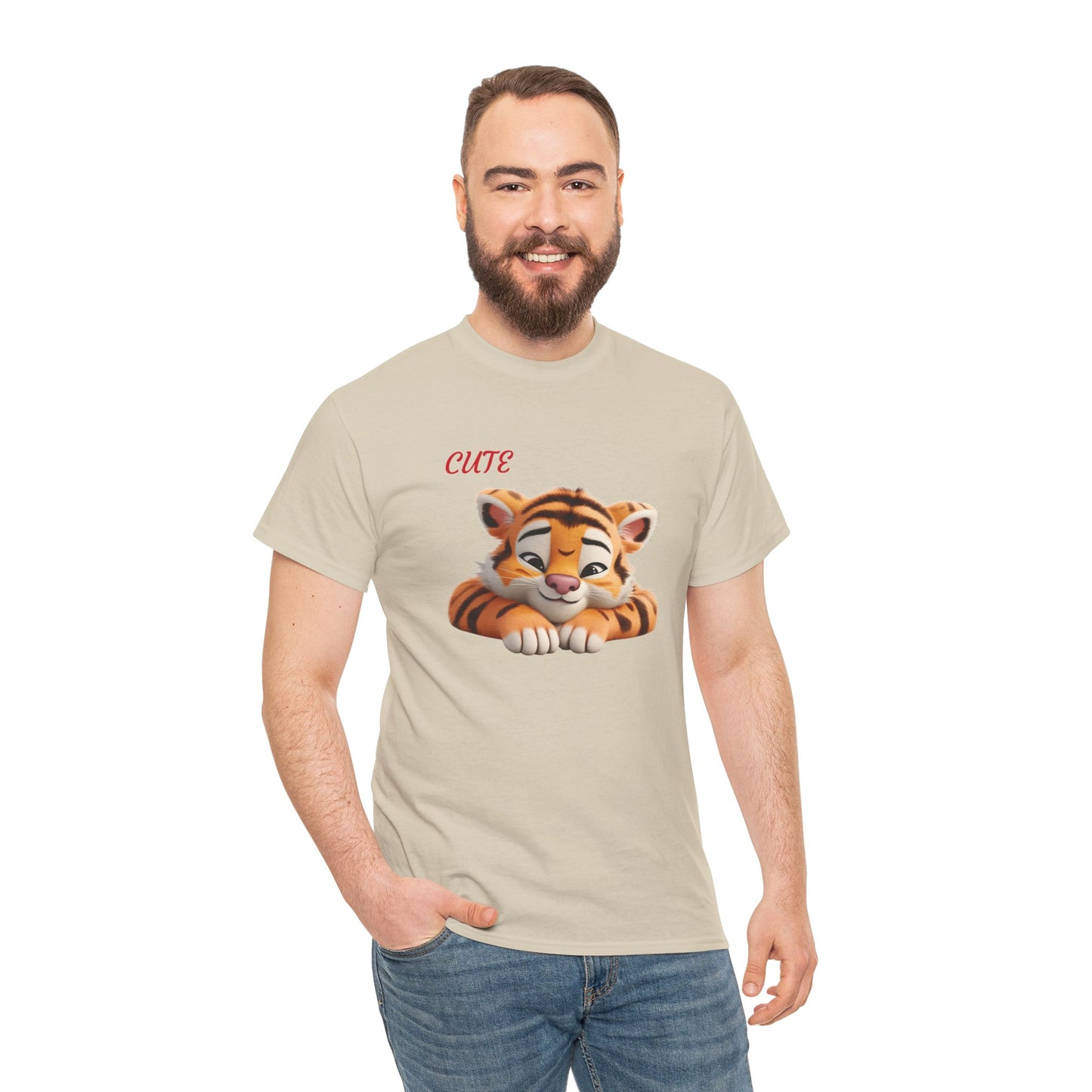 Princess Grace Cute Tiger Graphic Unisex Heavy Cotton Tee Perfect for Animal Lovers and Everyday Comfort
