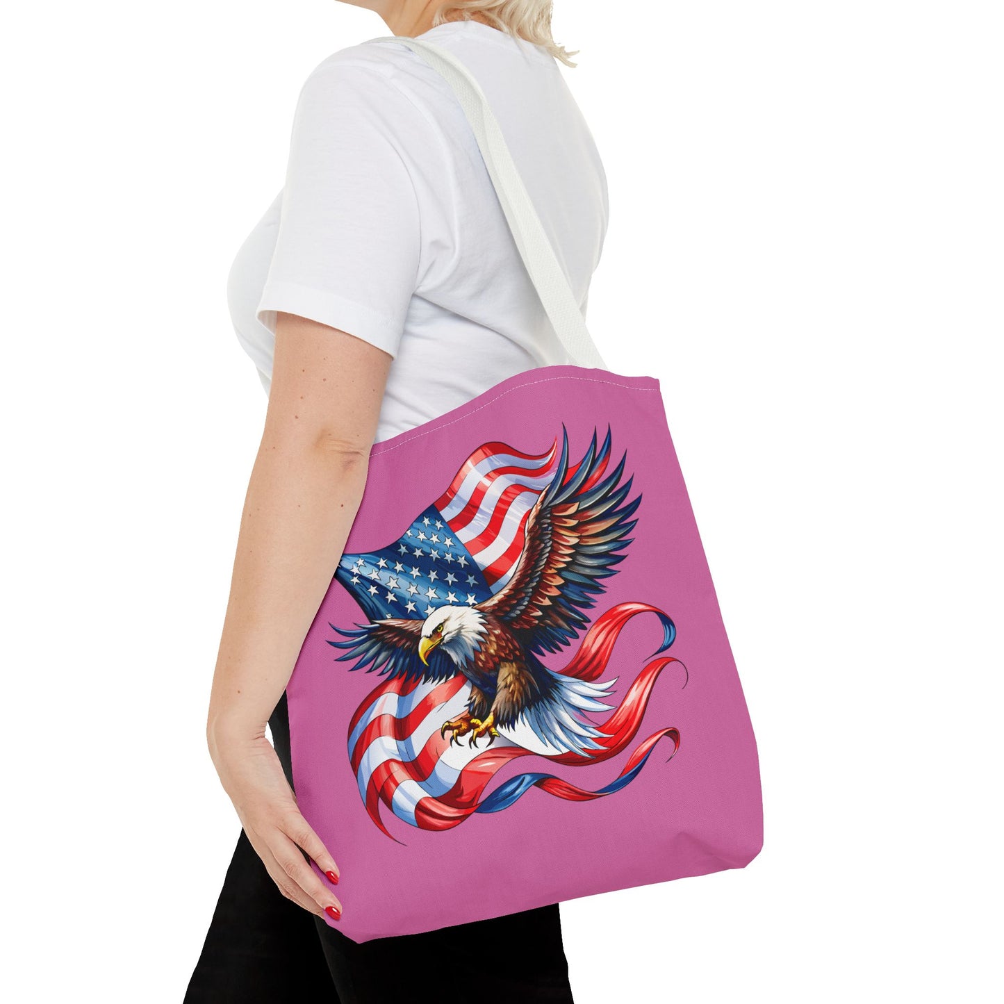 Princess Grace Patriotic Eagle Tote Bag American Flag Design for Independence Day and Everyday Use