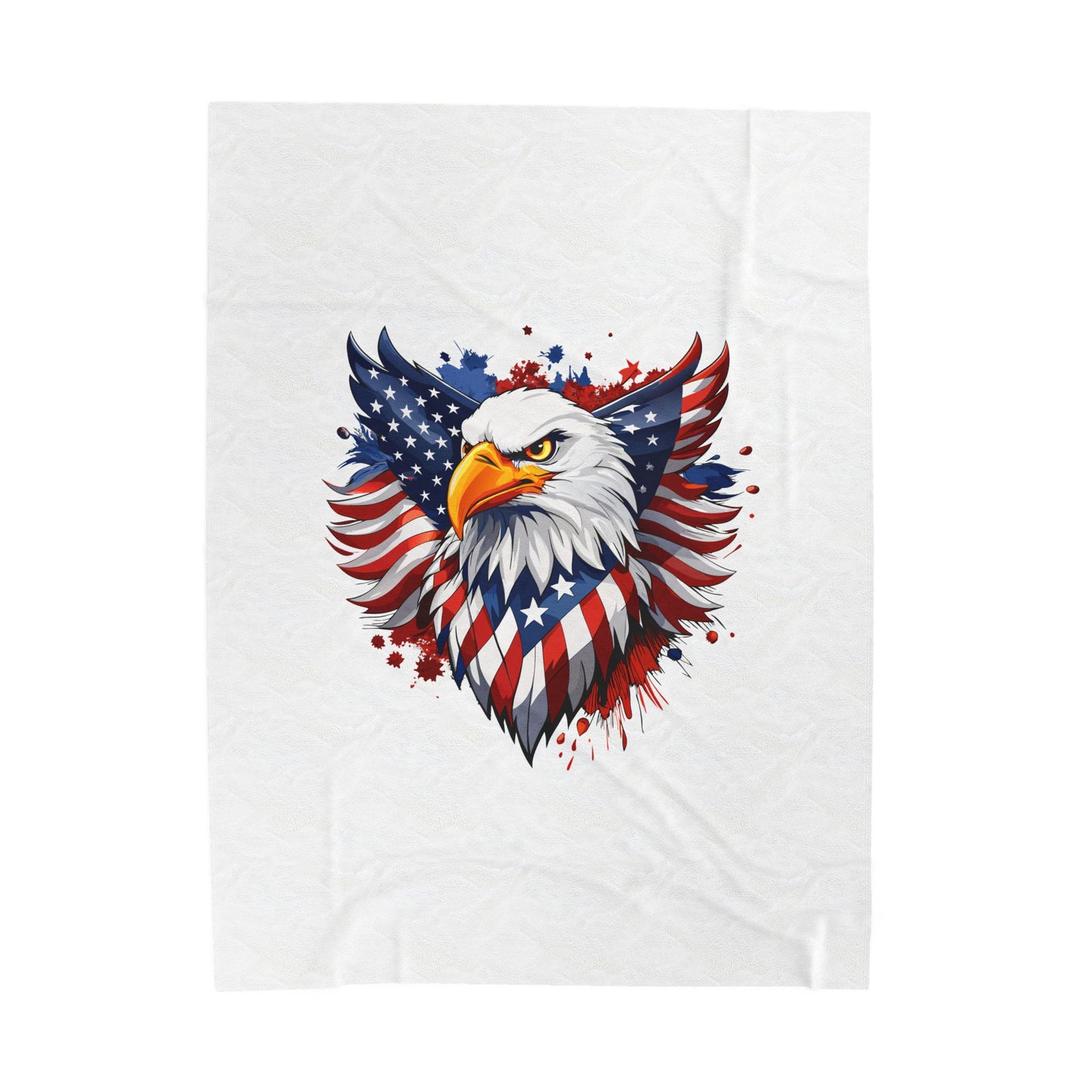 Princess Grace Patriotic Eagle Velveteen Plush Blanket Cozy American Flag Throw
