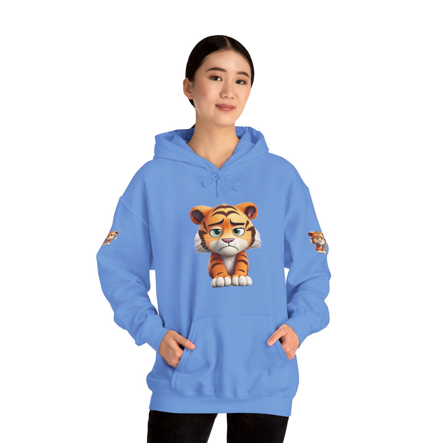 Princess Grace Playful Tiger Graphic Hoodie Unisex Heavy Blend Sweatshirt for Kids and Adults