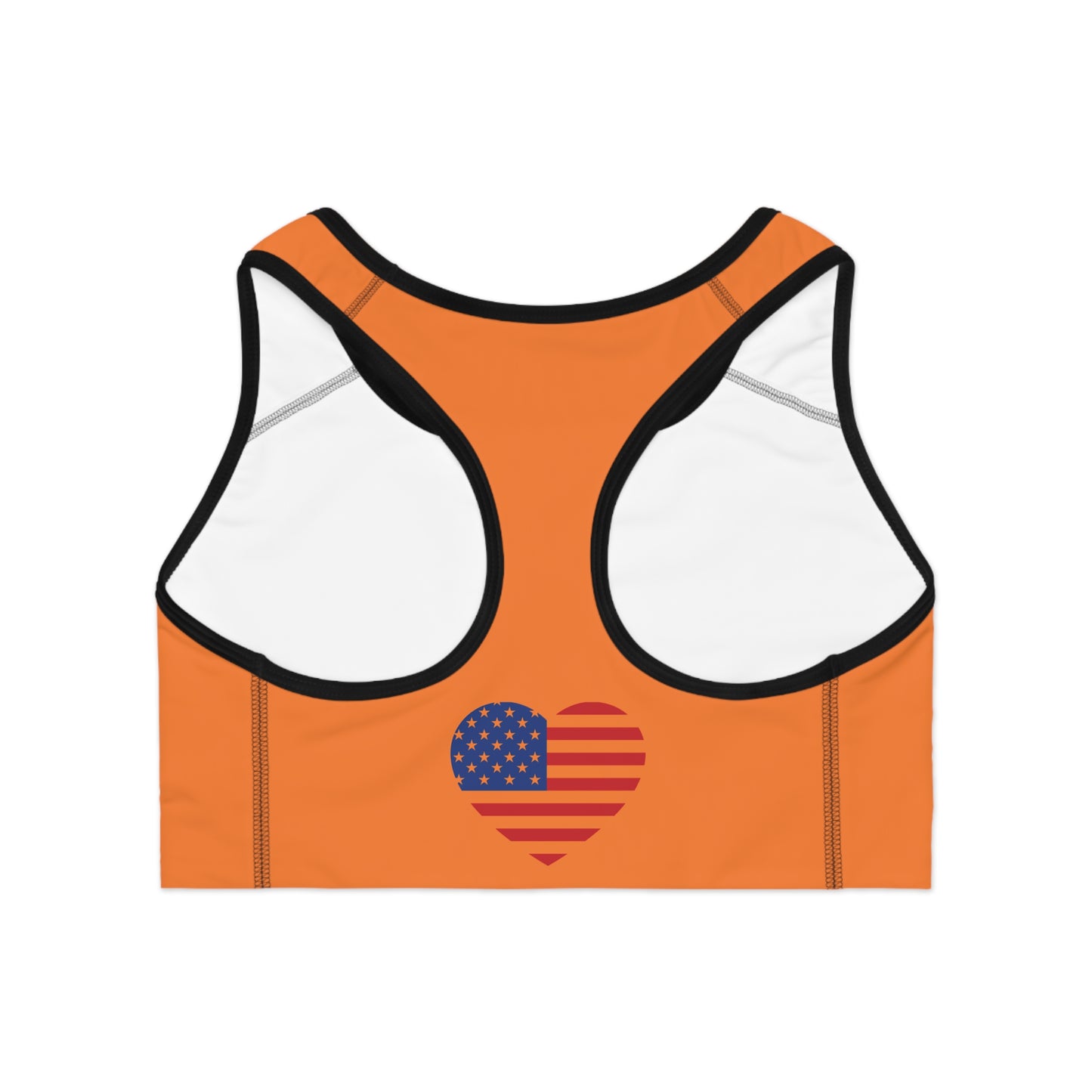 Princess Grace Patriotic Sports Bra with Heart Design -USA Flag Print for Active Lifestyle