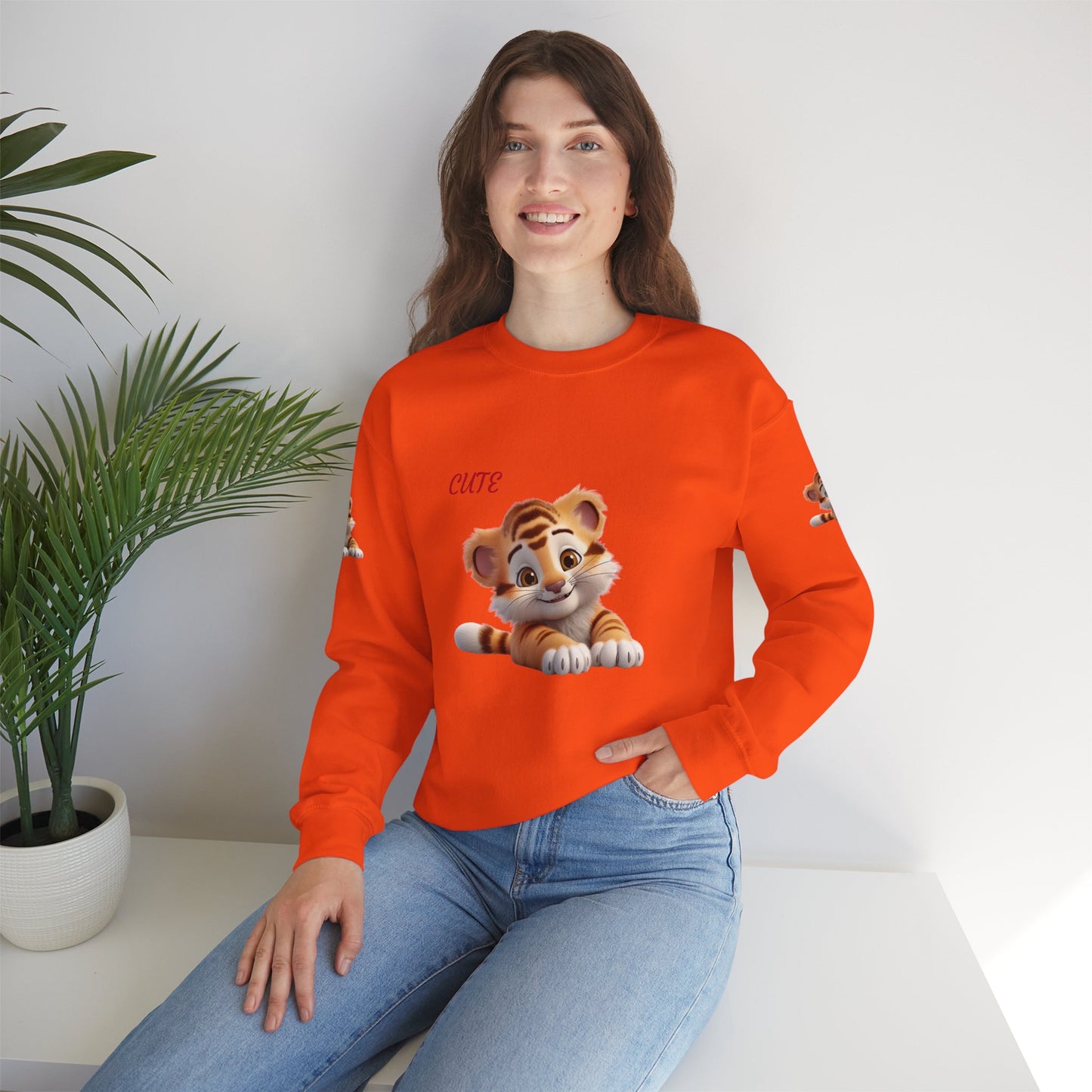 Princess Grace Cute Tiger Graphic Sweatshirt Unisex Heavy Blend Crewneck