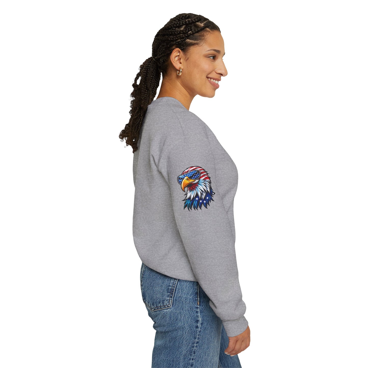 Princess Grace Patriotic Eagle Sweatshirt Unisex Heavy Blend Crewneck for Independence Day