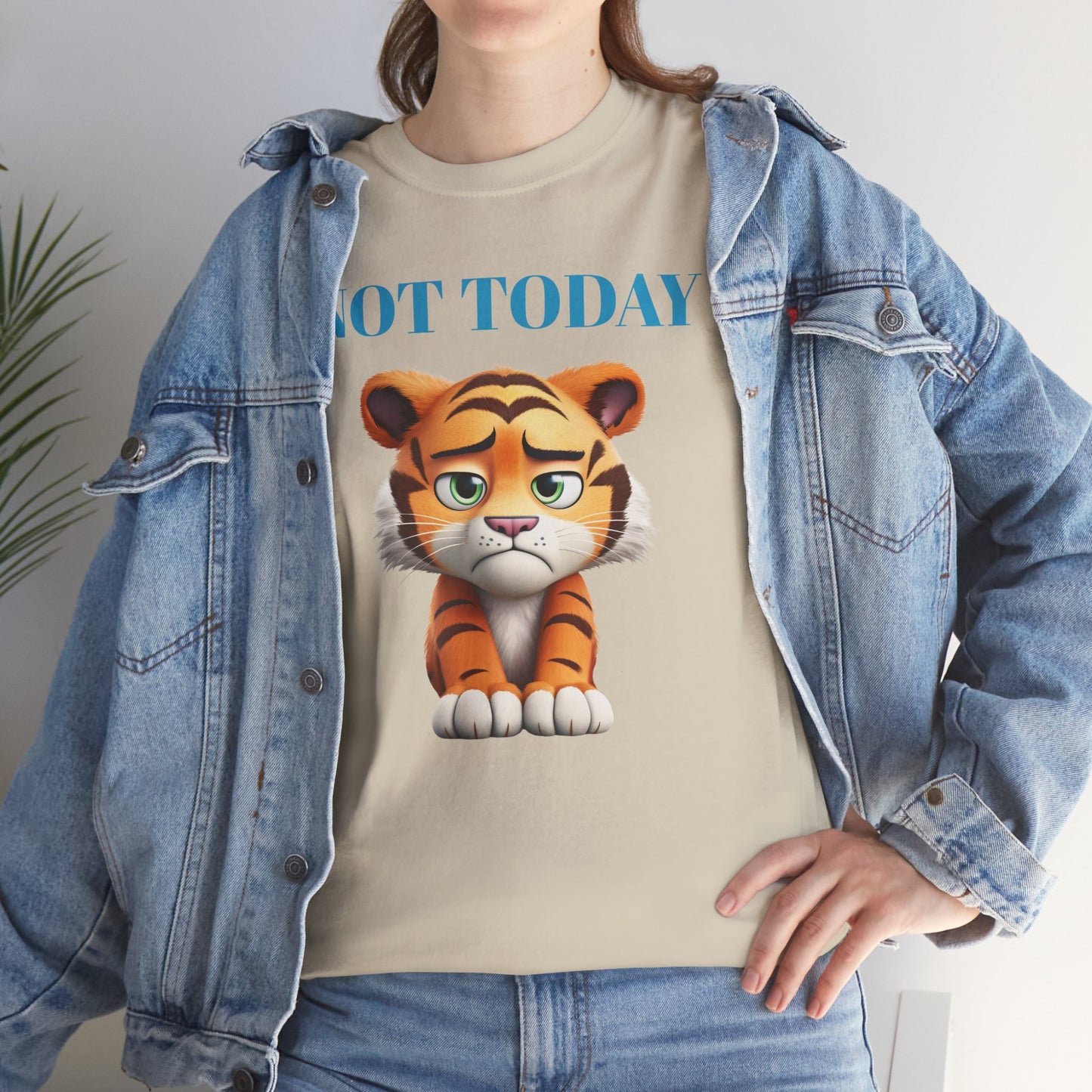 Princess Grace Not Today Tiger Unisex Heavy Cotton Tee Casual Fun Cat Graphic Shirt