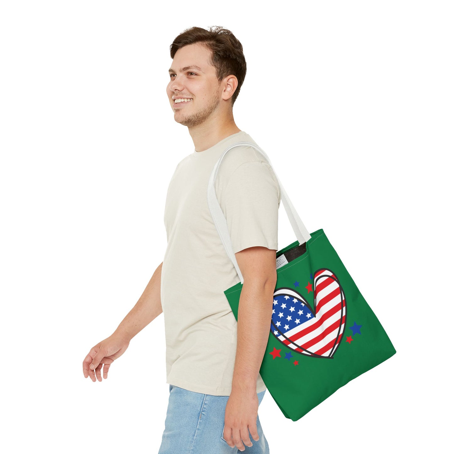 Princess Grace Patriotic Heart Tote Bag Perfect for Independence Day and Everyday Use