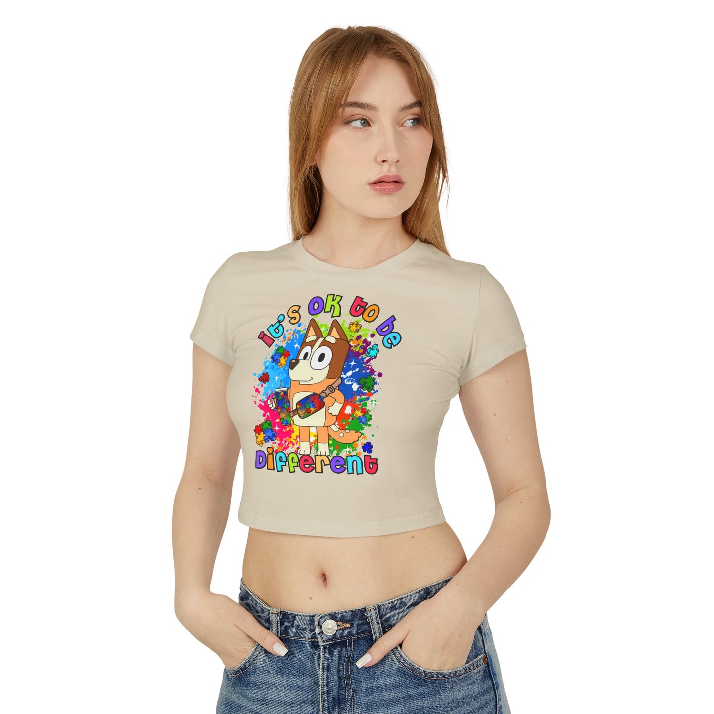 Princess Grace Bluey Colorful Bluey Women's Baby Tee "It's OK to be Different"