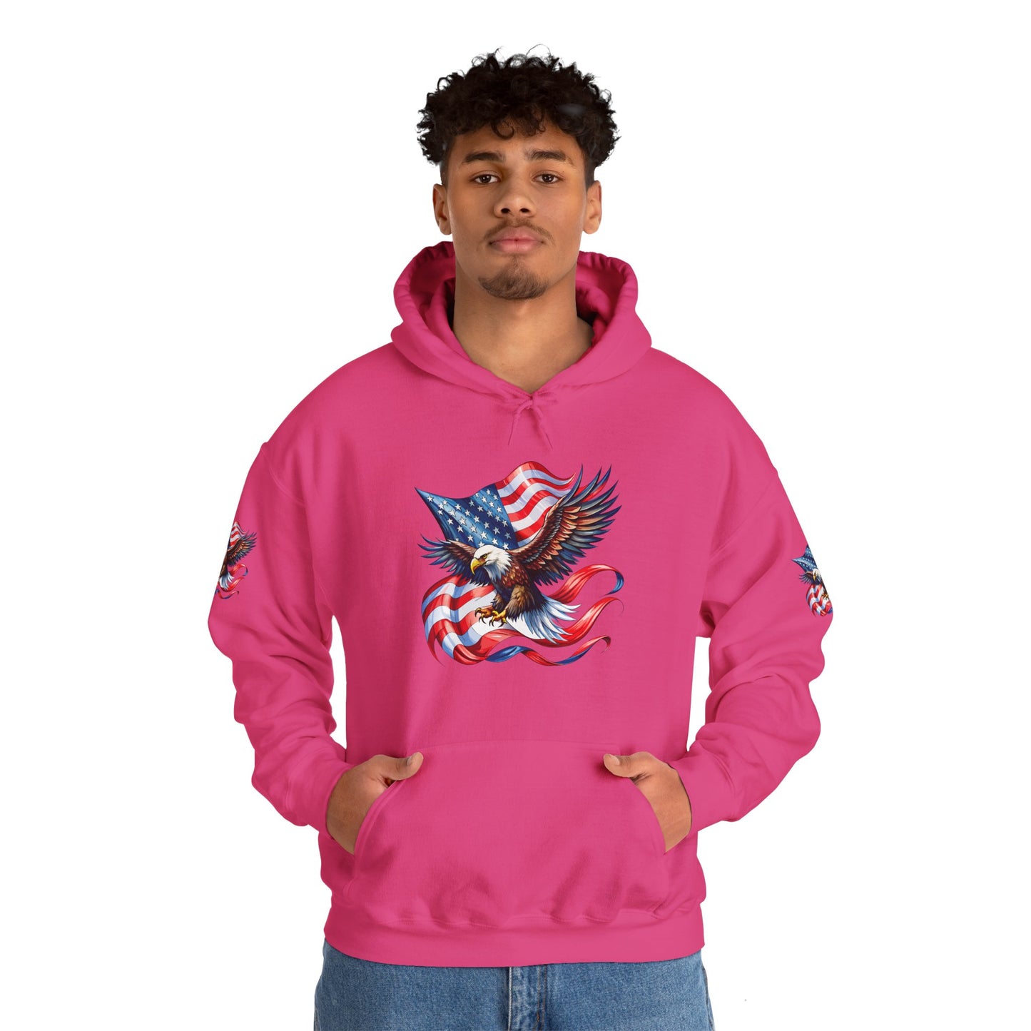 Princess Grace Patriotic Eagle Hoodie Unisex Heavy Blend Sweatshirt with American Flag Design