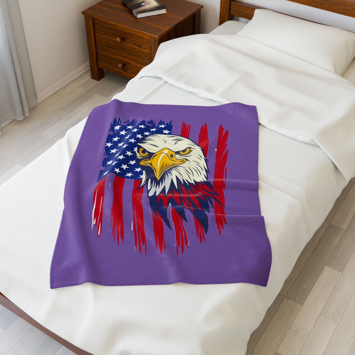 Princess Grace Patriotic Eagle Velveteen Plush Blanket Perfect for Cozy Celebrations