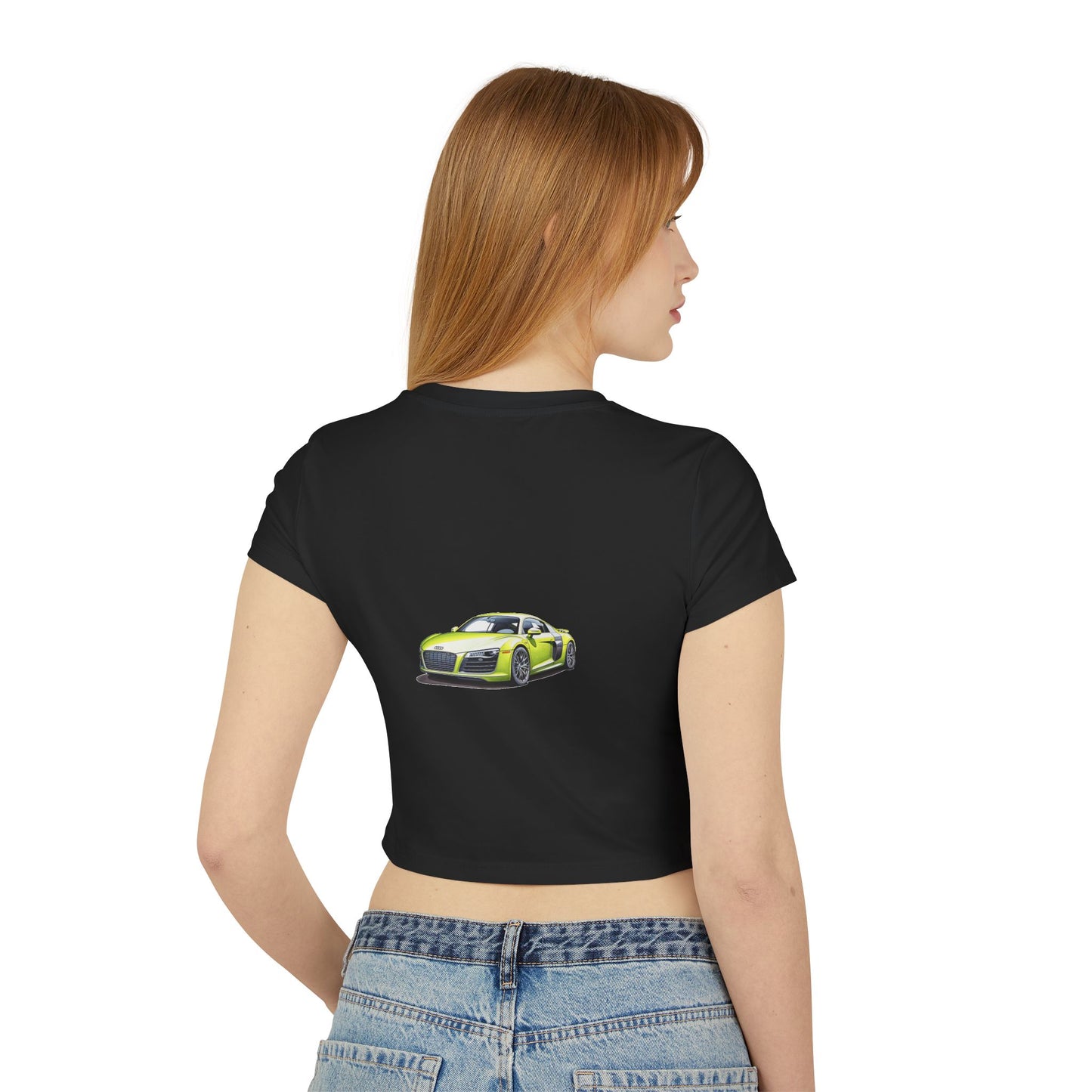 Princess Grace Hot Wheels Women's Baby Tee Trendy Car Graphic Shirt for Auto Enthusiasts