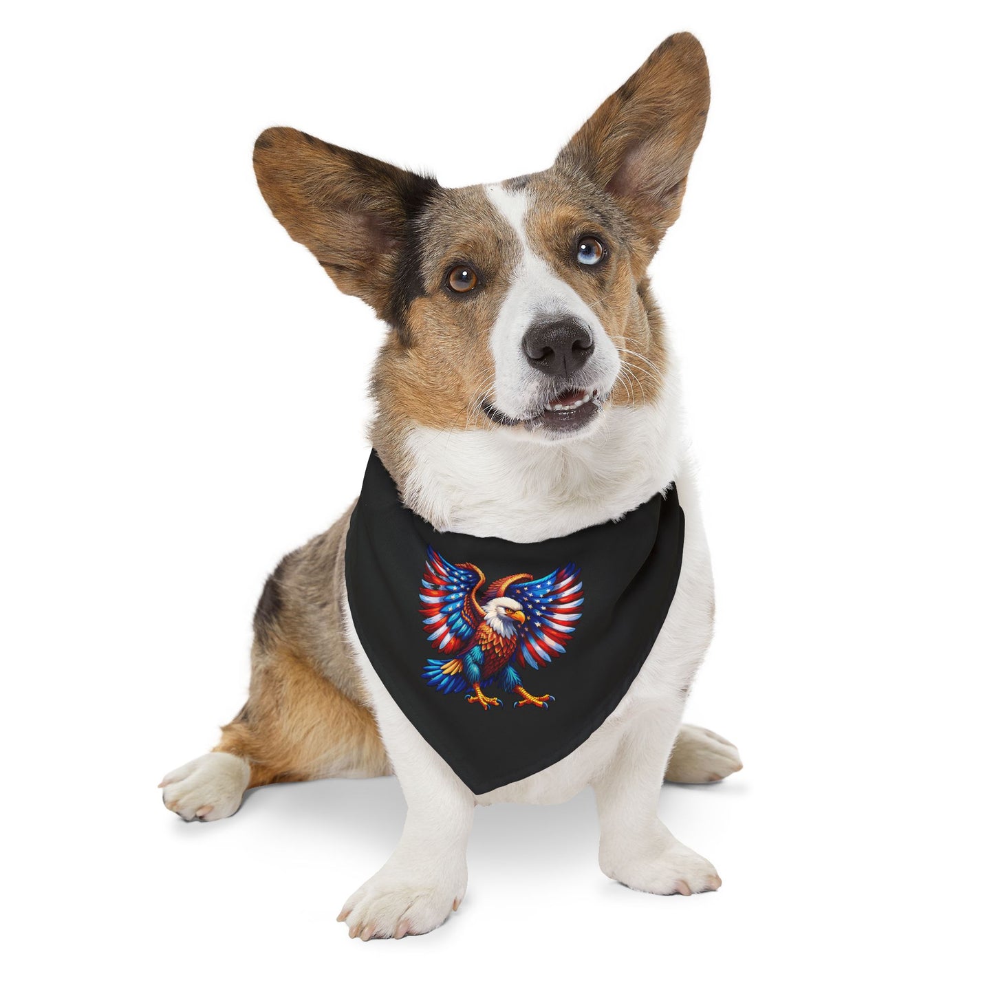 Princess Grace Patriotic Eagle Adjustable Pet Bandana Collar Perfect for Holidays and Celebrations