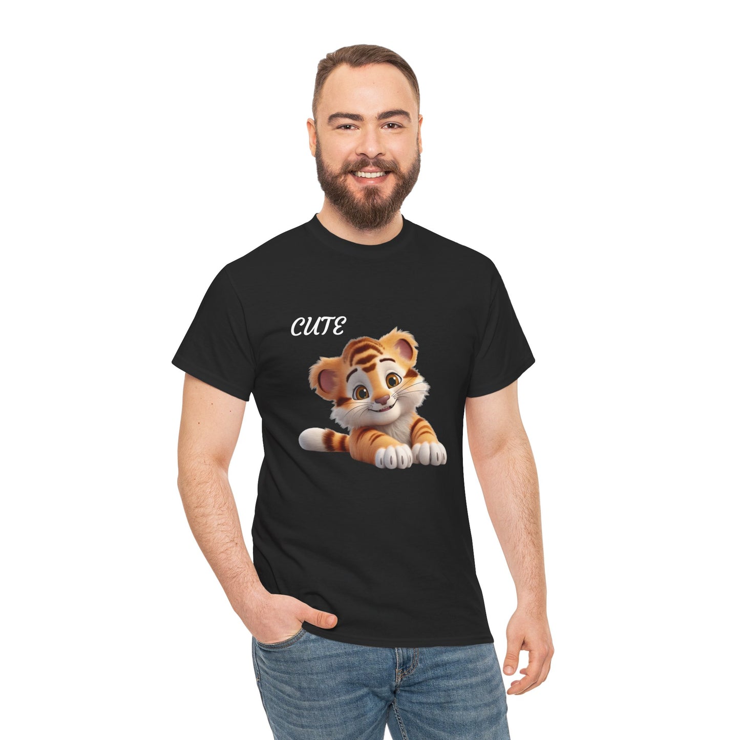 Princess Grace Cute Tiger Graphic Unisex Heavy Cotton Tee Perfect for Animal Lovers