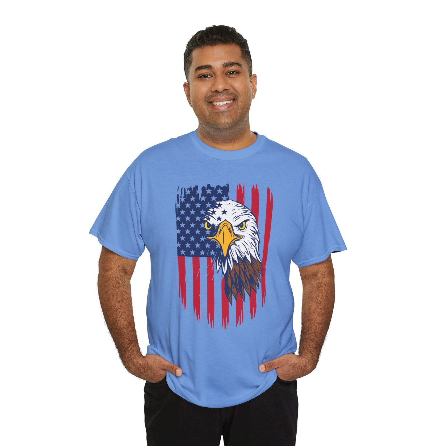 Princess Grace Eagle & American Flag Unisex Heavy Cotton Tee Patriotic Apparel for All Occasions