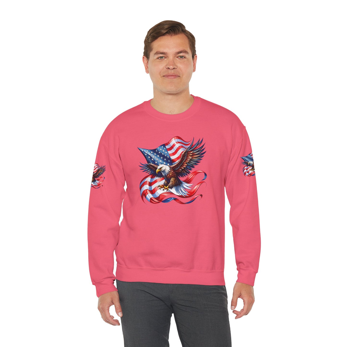 Princess Grace Patriotic Eagle Crewneck Sweatshirt Unisex Heavy Blend Perfect for Independence Day and Memorial Day