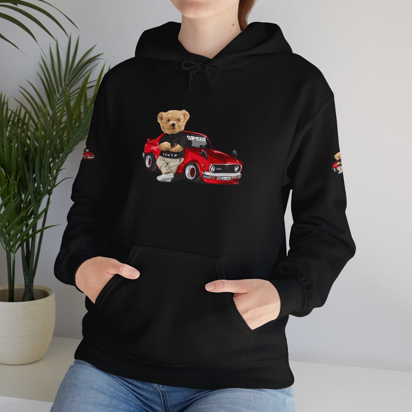 Princess Grace Vintage Bear Car Hoodie Fun Unisex Sweatshirt for Auto Lovers