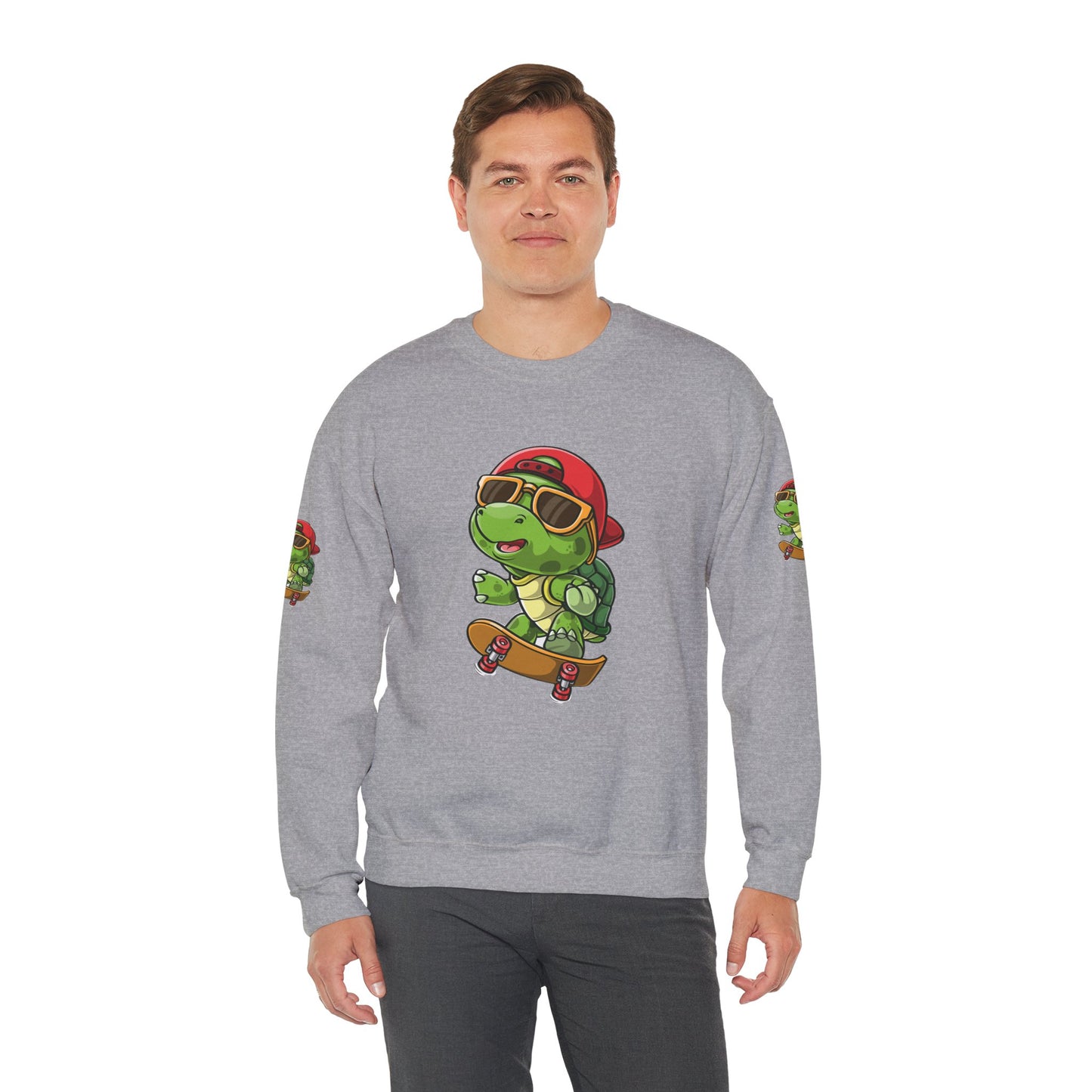 Princess Grace Cool Turtle Skateboarding Crewneck Sweatshirt for Kids and Teens