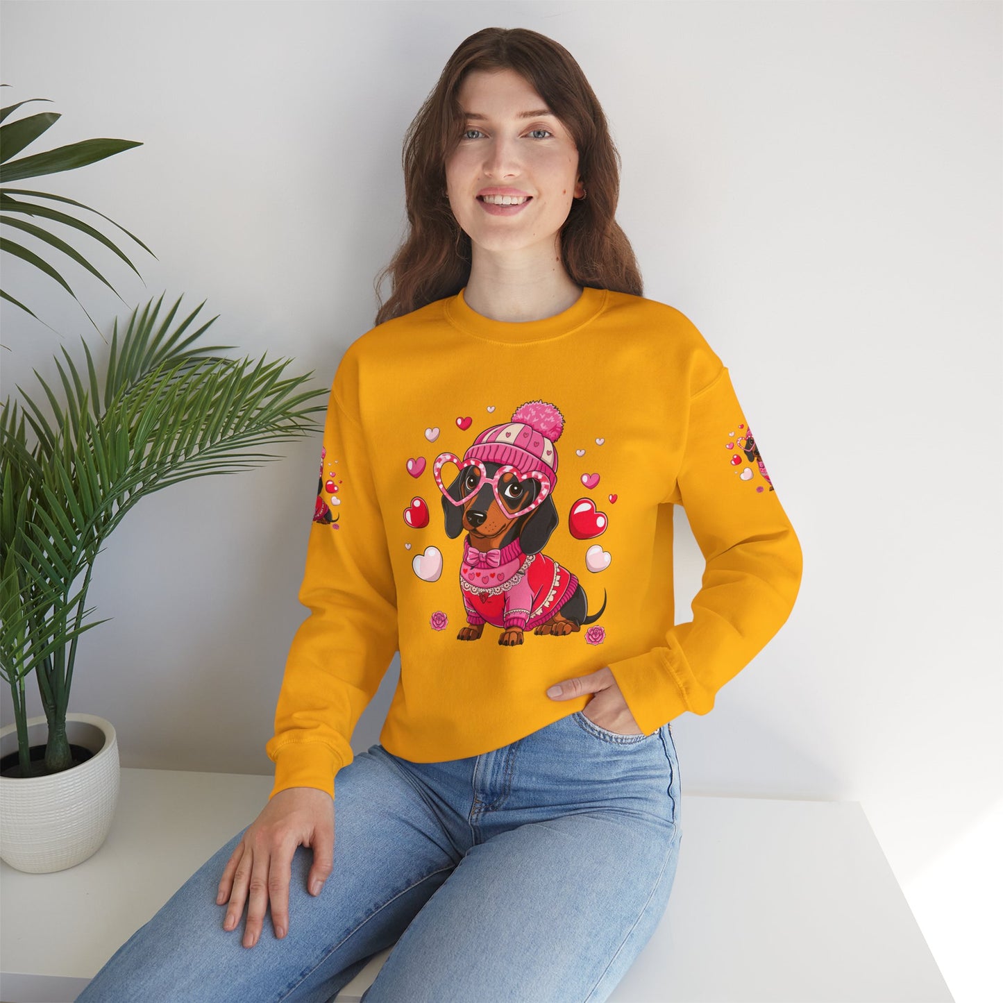 Princess Grace Cute Dachshund Love Sweatshirt Cozy Unisex Crewneck for Pet Lovers