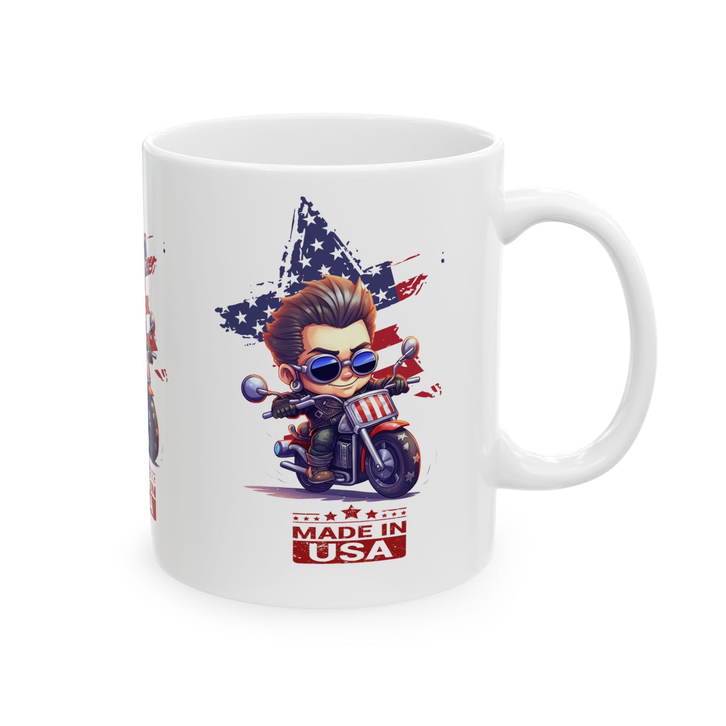 Princess Grace Patriotic Biker Ceramic Mug Made in USA Design (11oz & 15oz)