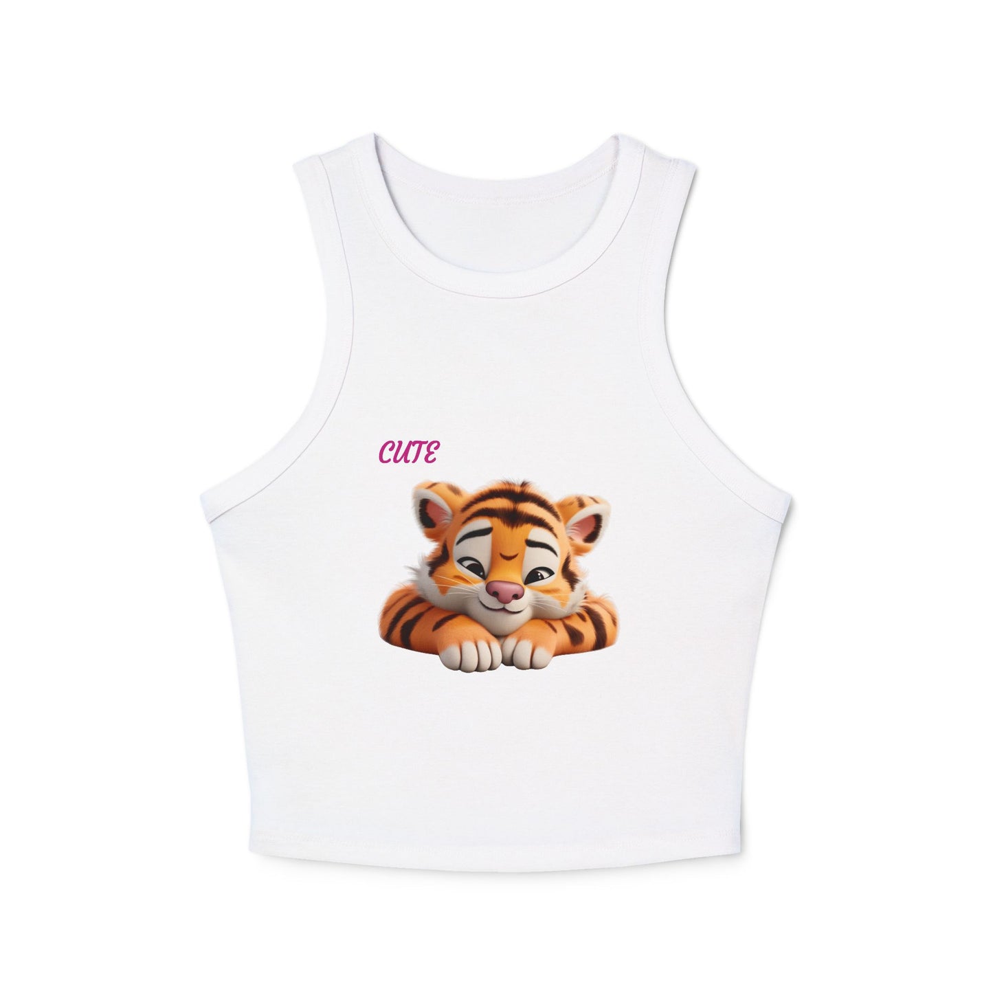 Princess Grace Cute Tiger Women's Micro Rib Racer Tank Top Fun & Playful Summer Wear