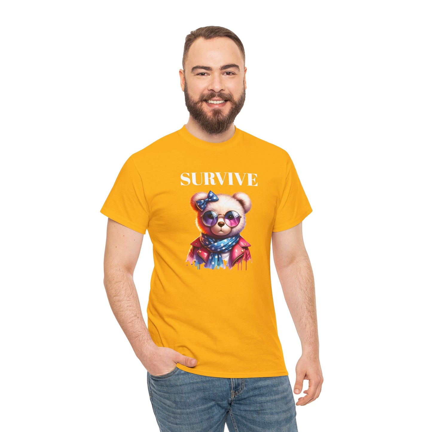 Princess Grace Cute Panda Illustration "Survive" Unisex Heavy Cotton Tee
