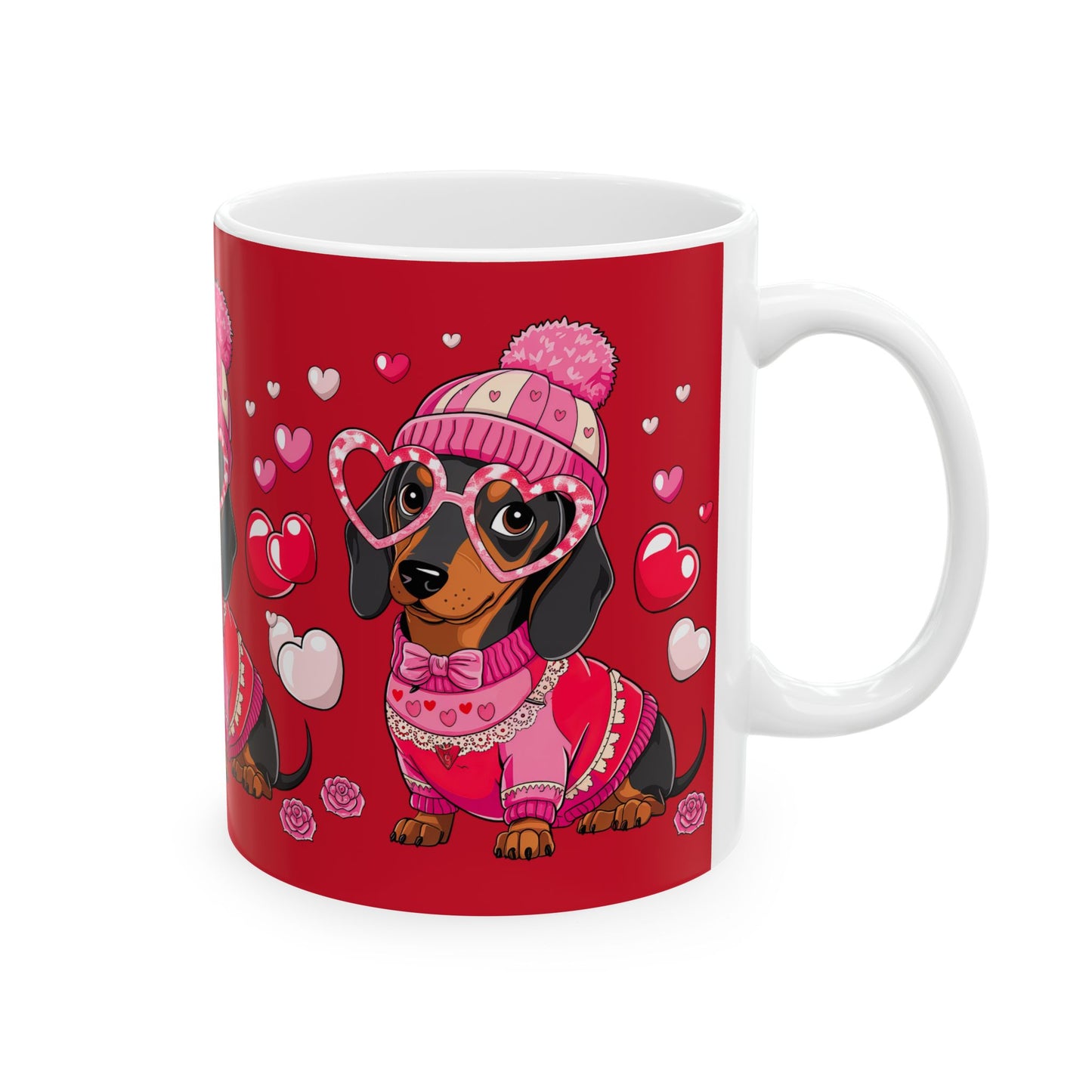 Princess Grace Cute Dachshund Love Mug Red Heart Design Perfect Gift for Pet Lovers
