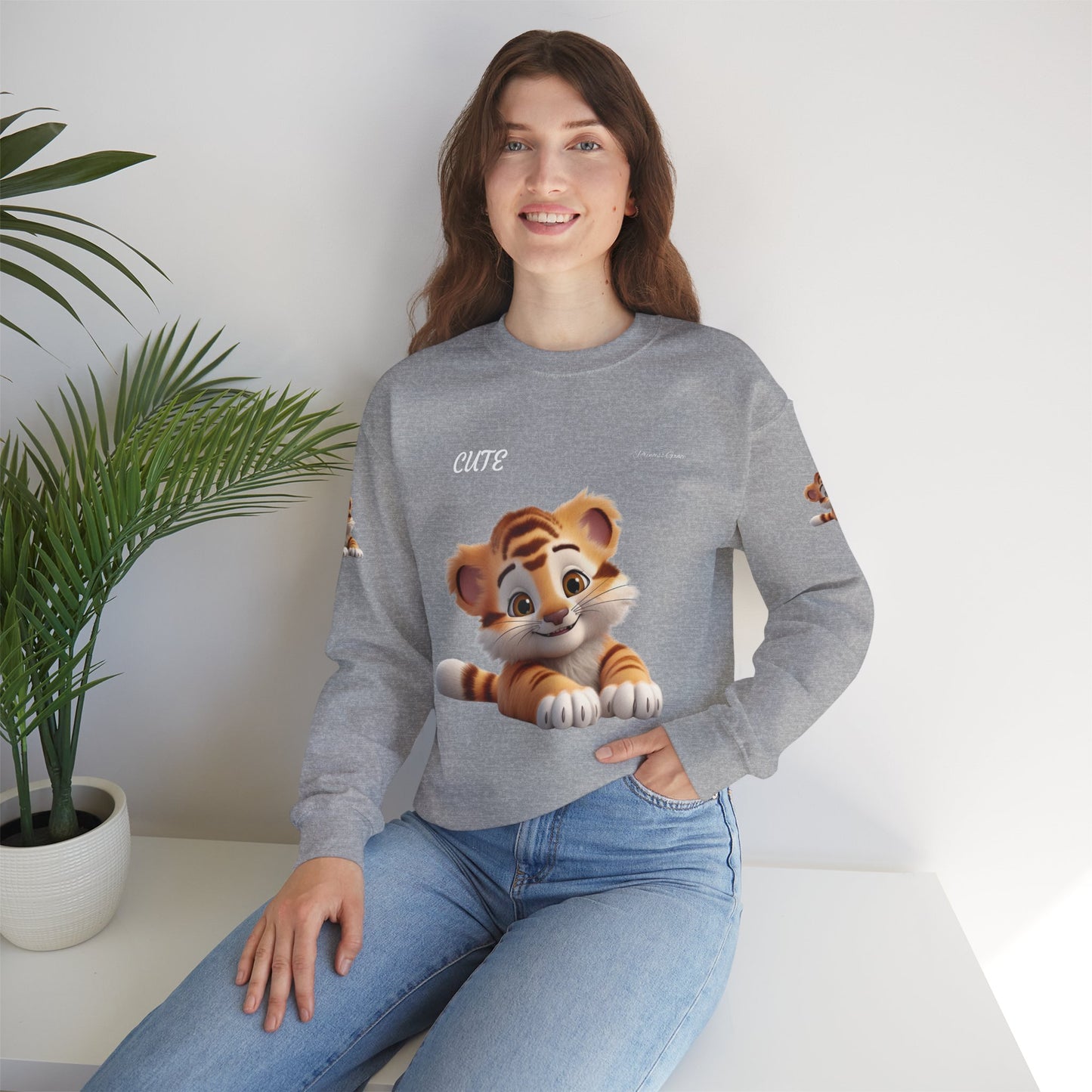 Princess Grace Cute Tiger Unisex Heavy Blen Crewneck Sweatshirt