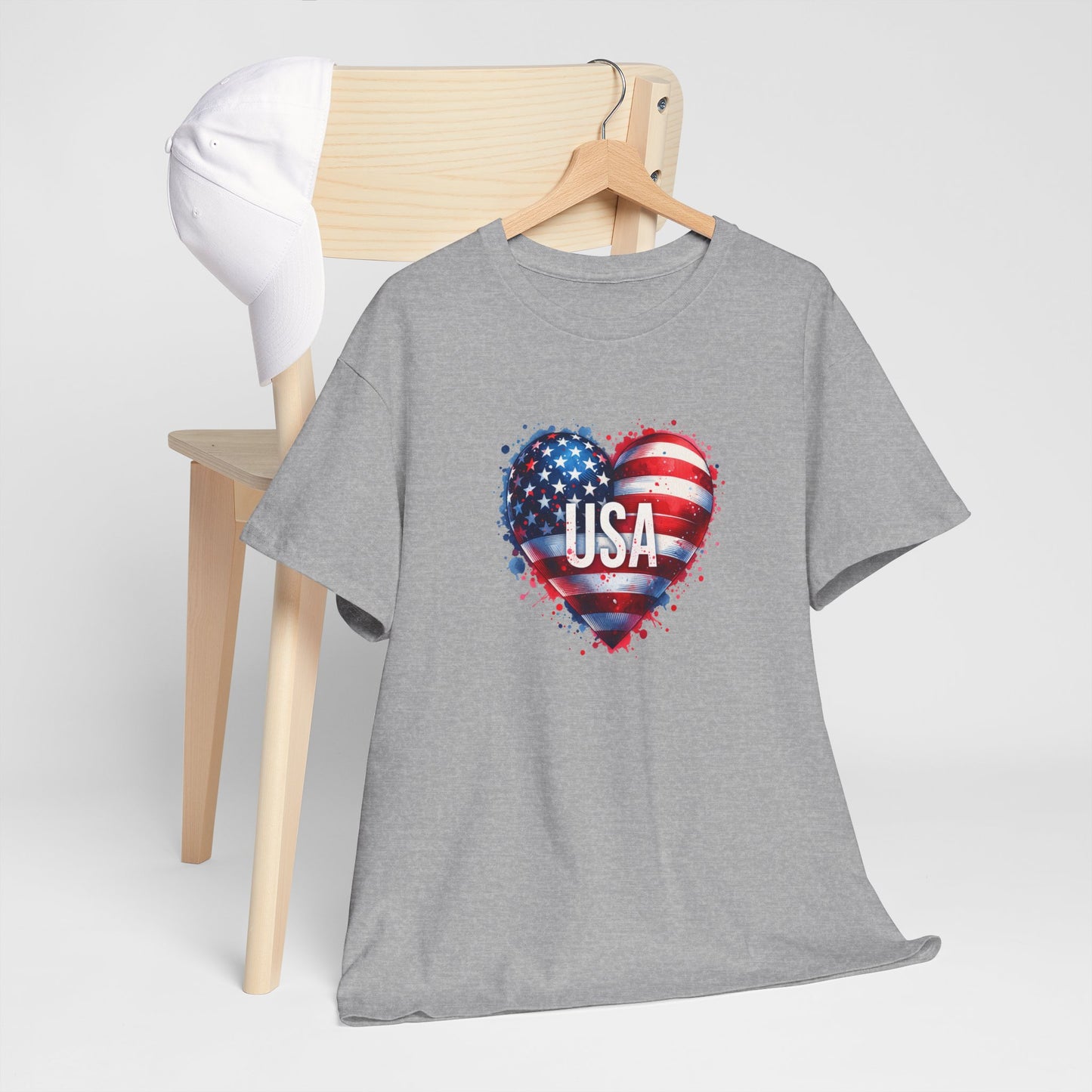 Princess Grace Patriotic Heart Unisex Cotton Tee USA Freedom Shirt