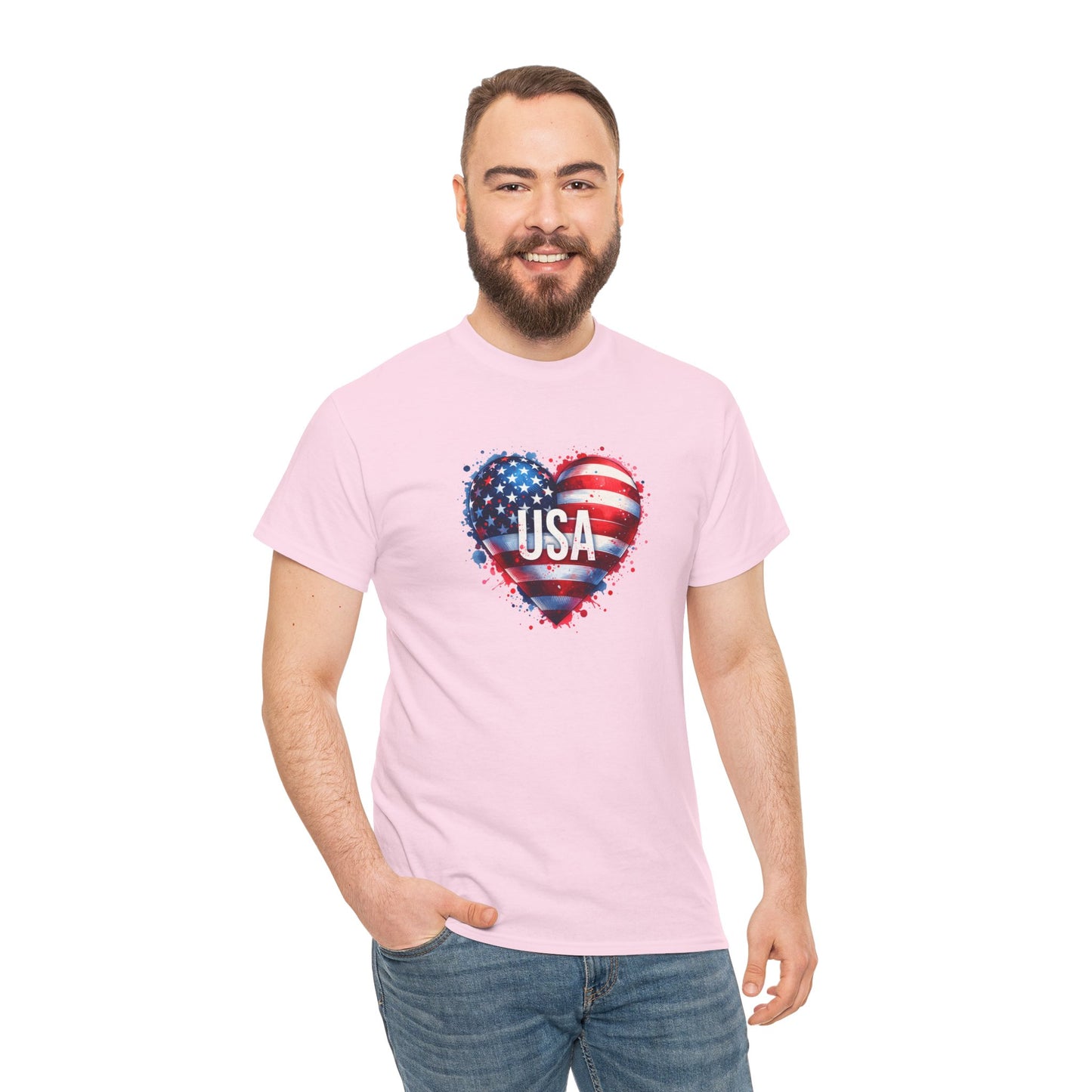 Princess Grace Patriotic Heart Unisex Cotton Tee USA Freedom Shirt