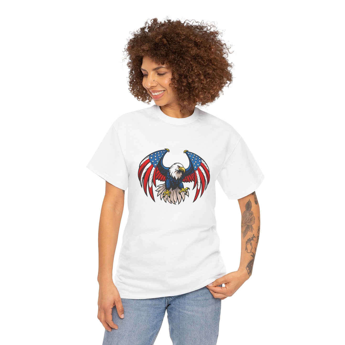 Princess Grace Patriotic Eagle Unisex Heavy Cotton Tee 4th of July Graphic T-Shirt