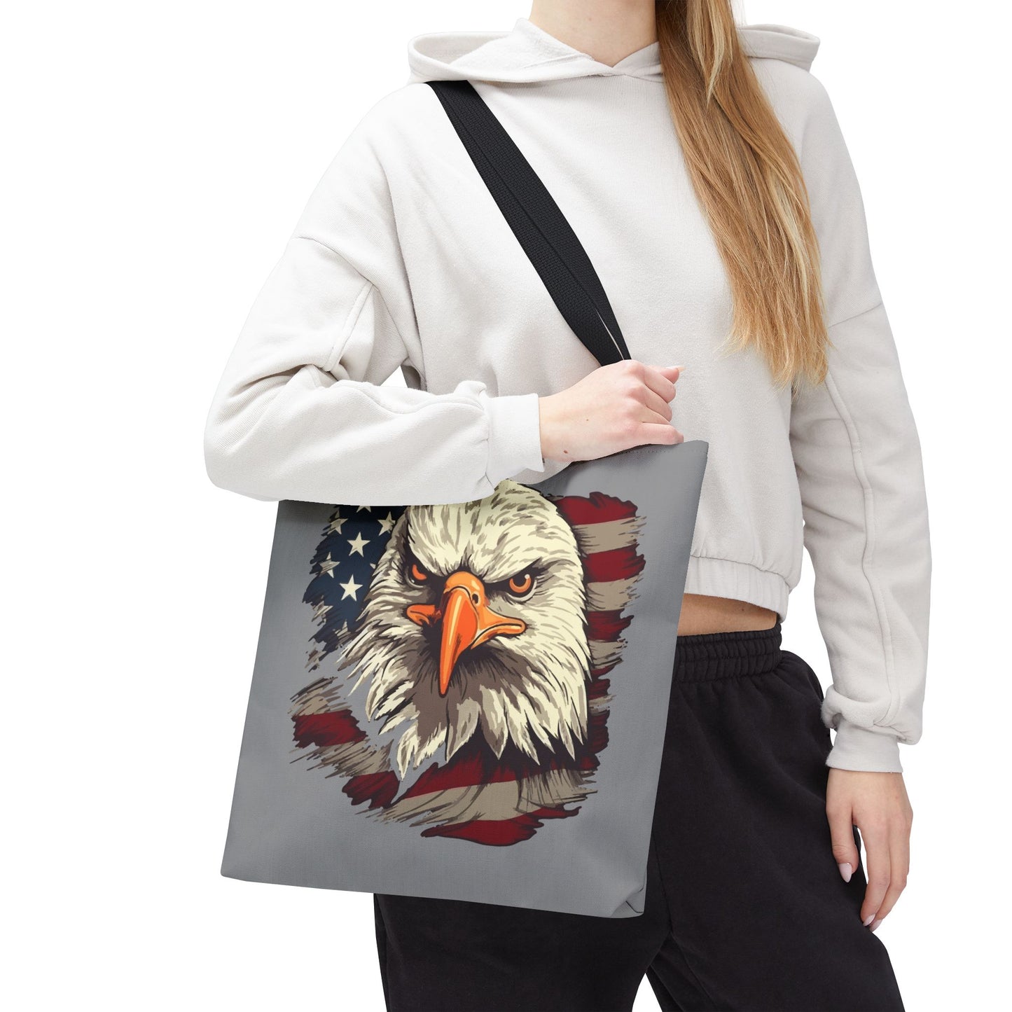Princess Grace Patriotic Eagle Tote Bag USA Flag Design Eco Friendly Shopping Bag